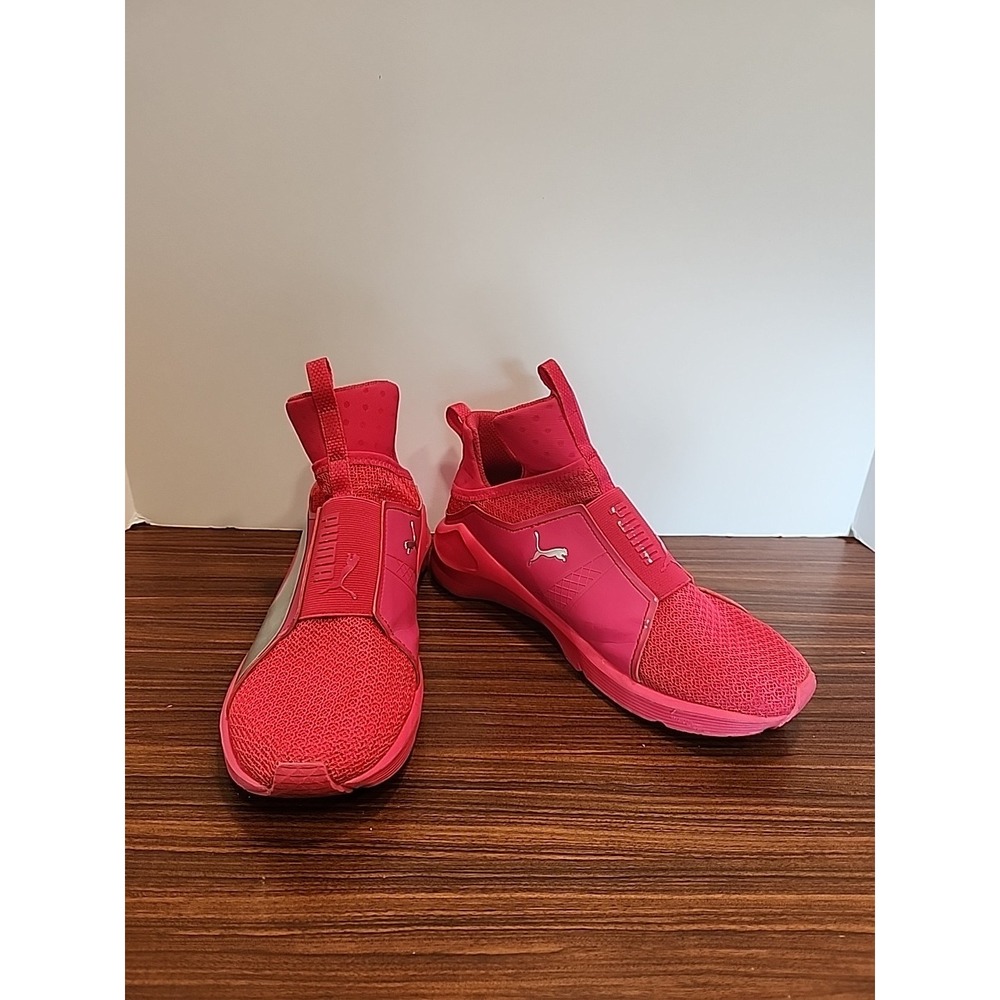 Womans Puma Fenty Running Fierce High Top Sneakers 9.5 Hot Pink Embossed - Picture 1 of 11